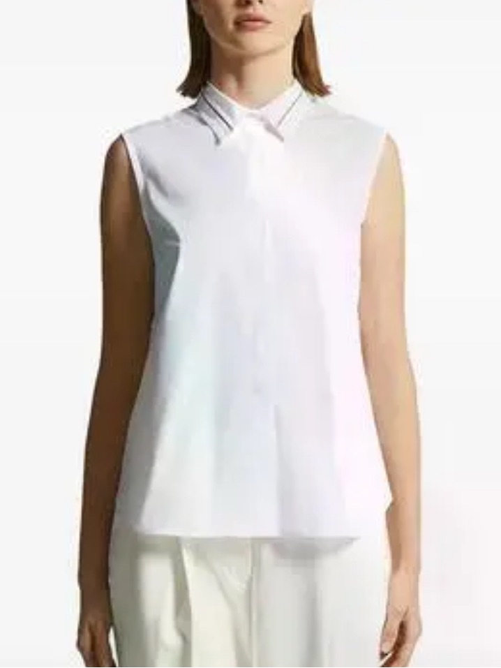 Peserico Sleeveless White Chain Collared Blouse Size 42